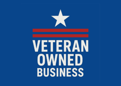 Star, stripes with text Veteran owned business