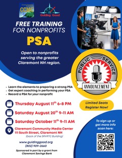 flyer for PSA training image of a woman being filmed